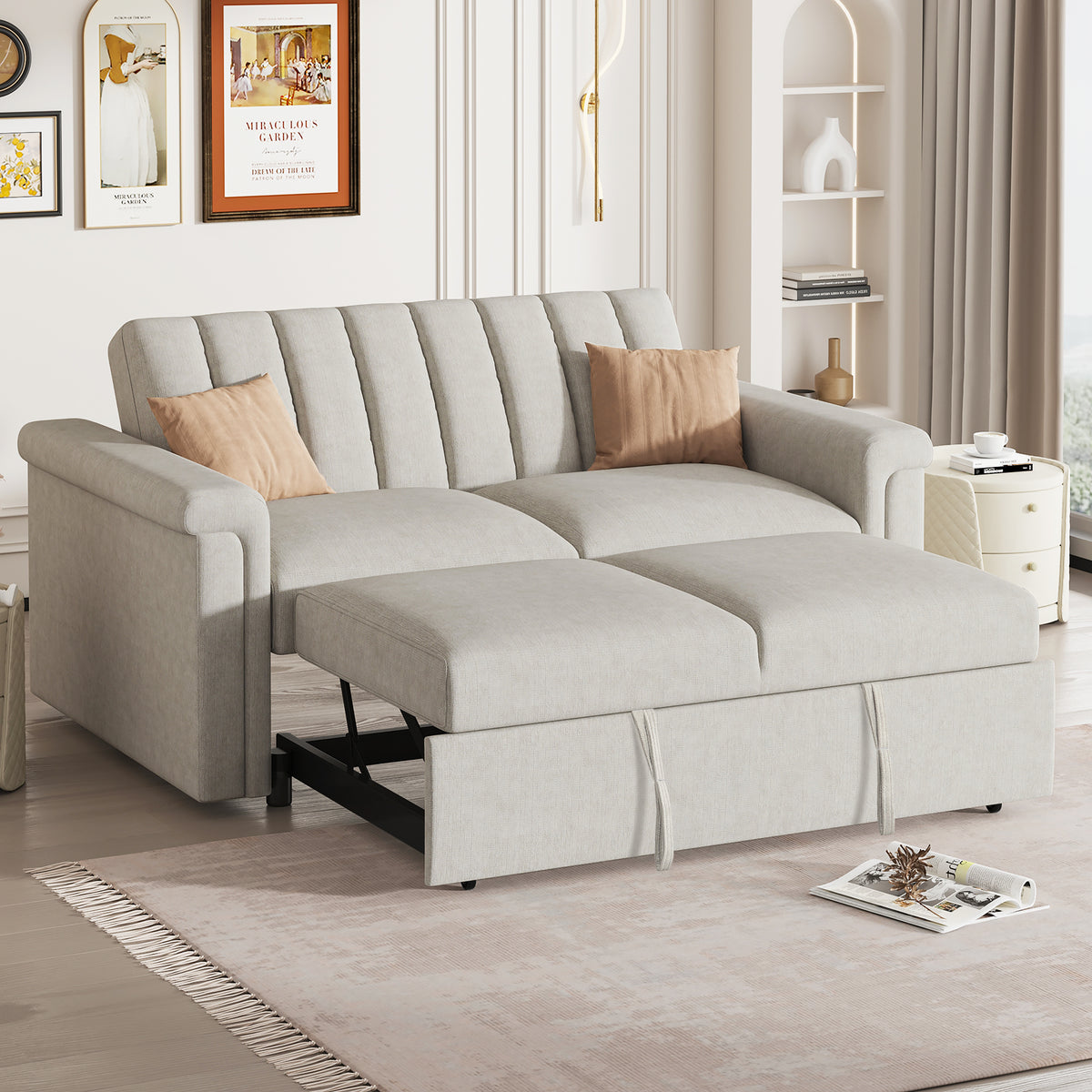 U-Style Convertible Loveseat Sofa Bed – Modern Sleeper with Storage