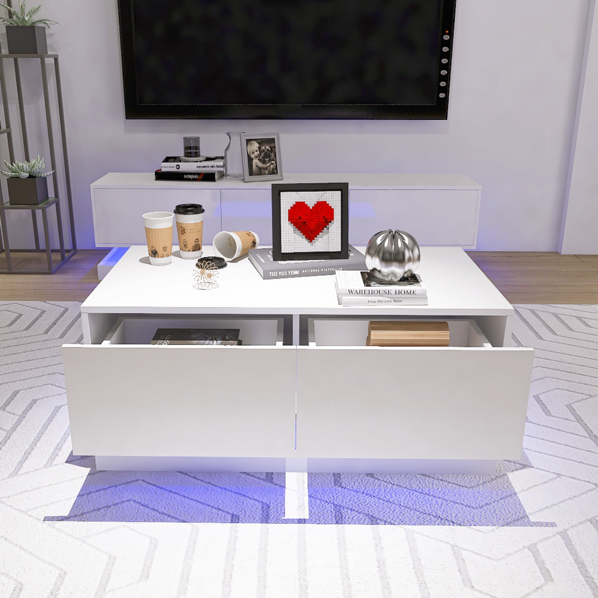 High Gloss Coffee Table with RGB Control