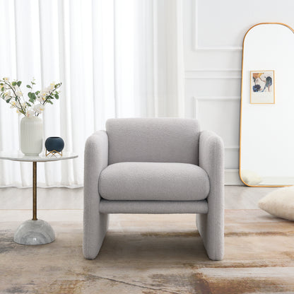 Wavy Armrest Accent Chair Light Gray