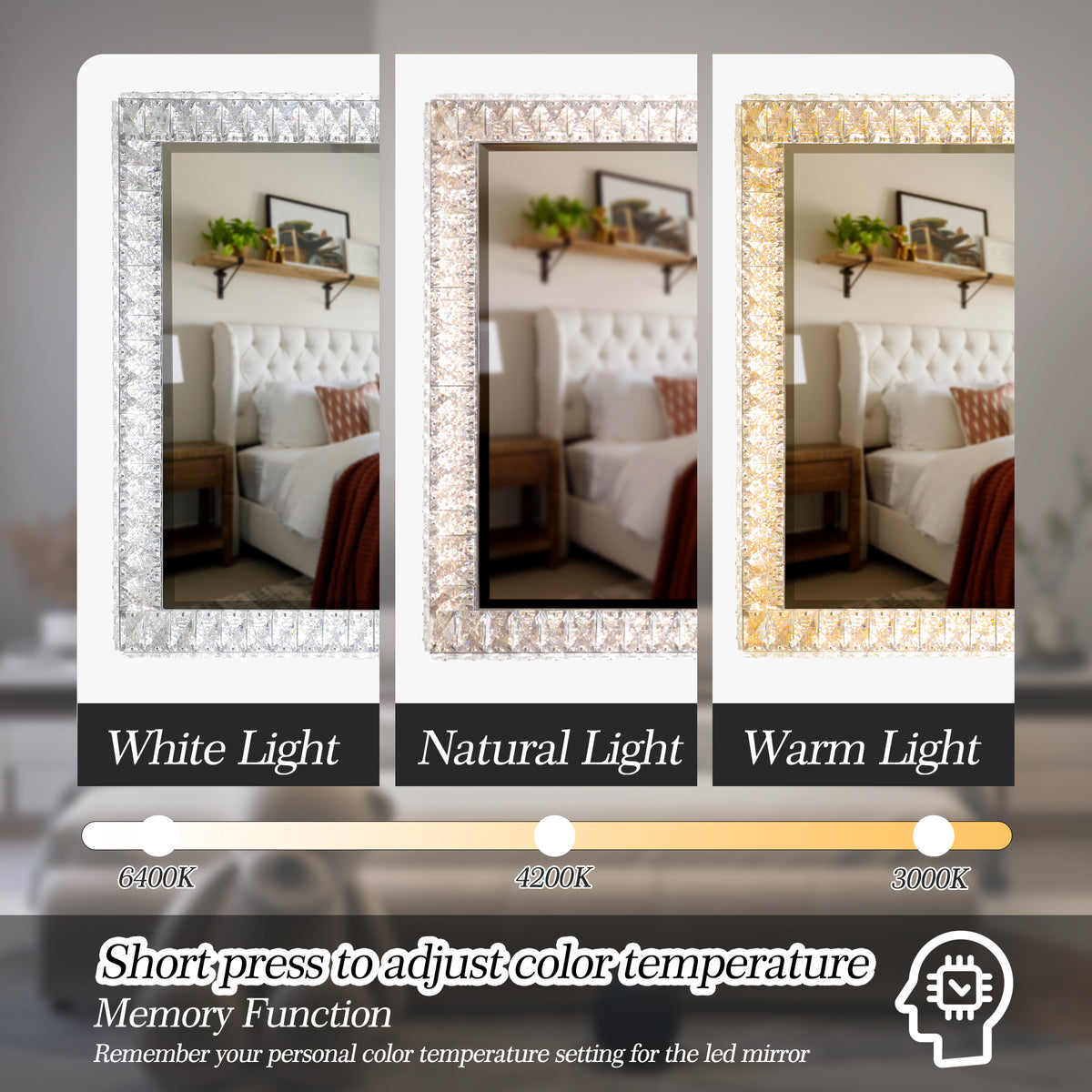 LED Crystal Mirror Vanity Light