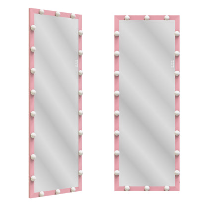 Hollywood LED Floor Mirror with Stand Pink