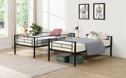 Full Metal Bunk Bed with Guardrails Black