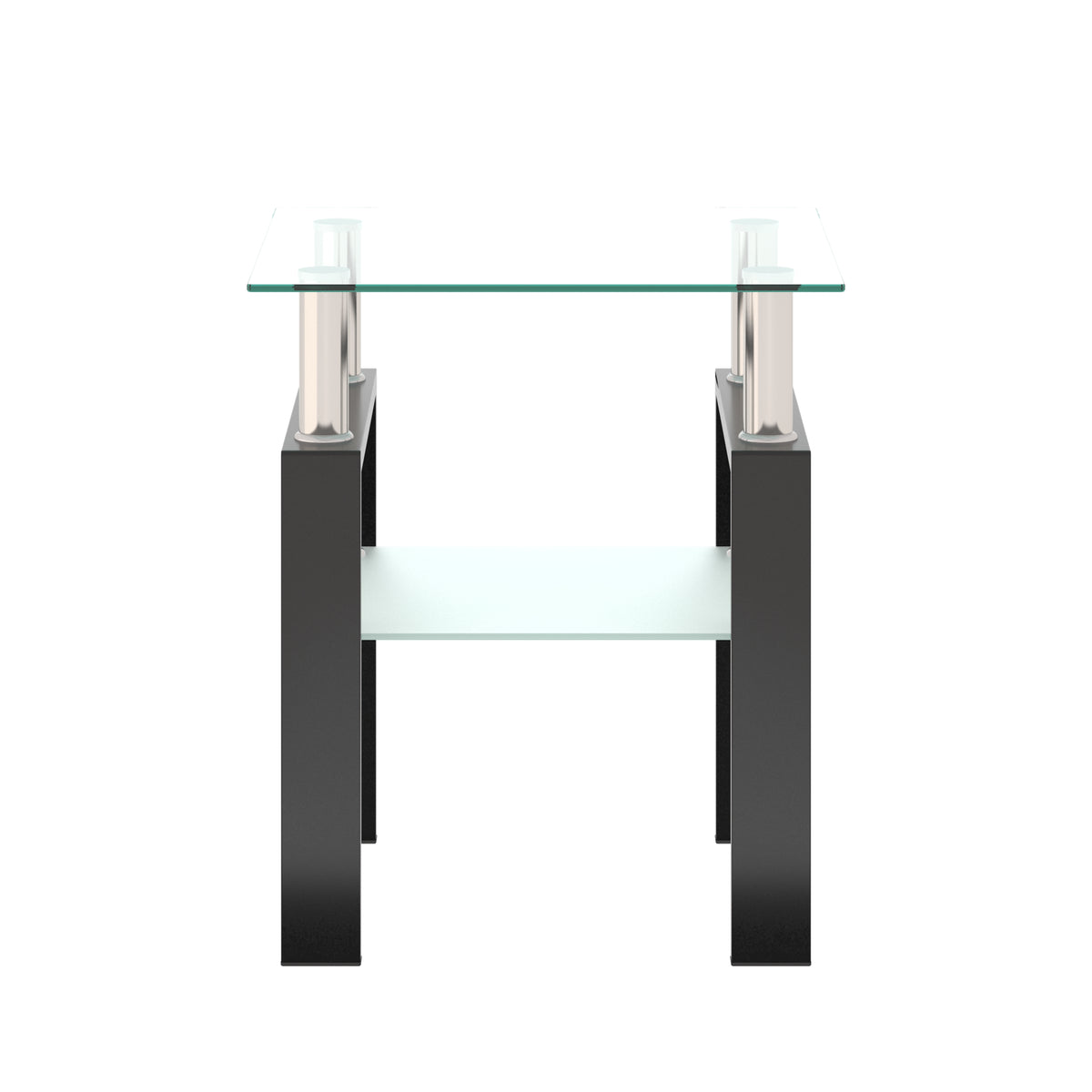 Modern Tempered Glass Coffee Table Black Frame