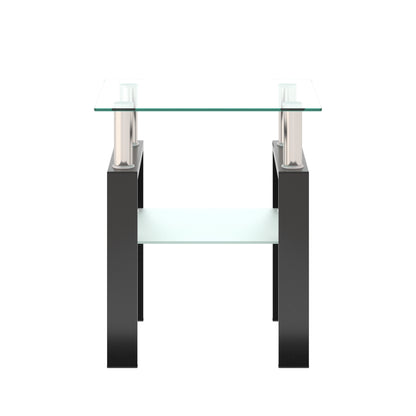 Modern Tempered Glass Coffee Table Black Frame