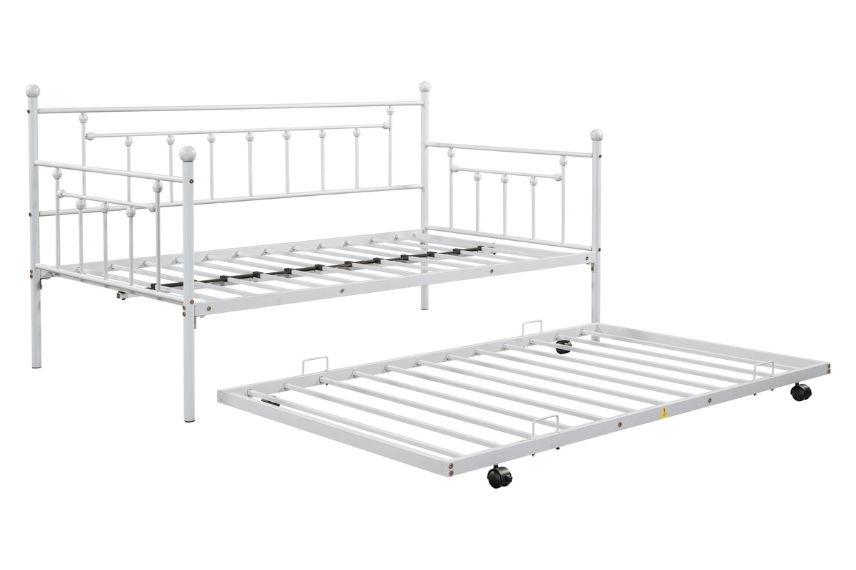Metal Double Platform Bed Light Gray