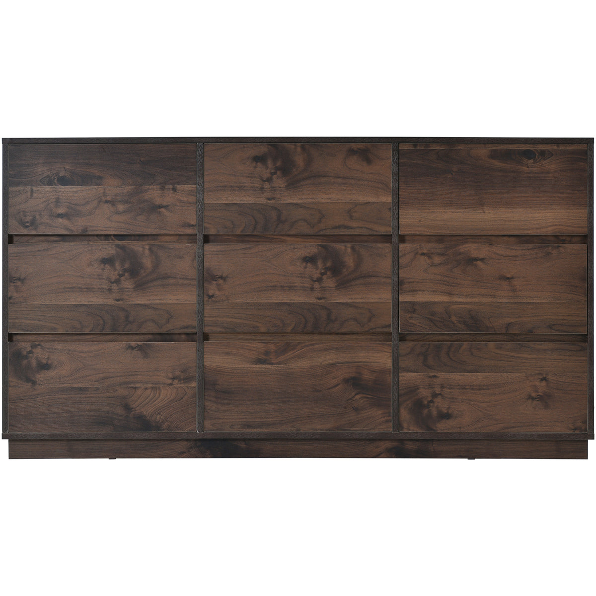 Mid-Century 9-Drawer Dresser Dark Brown