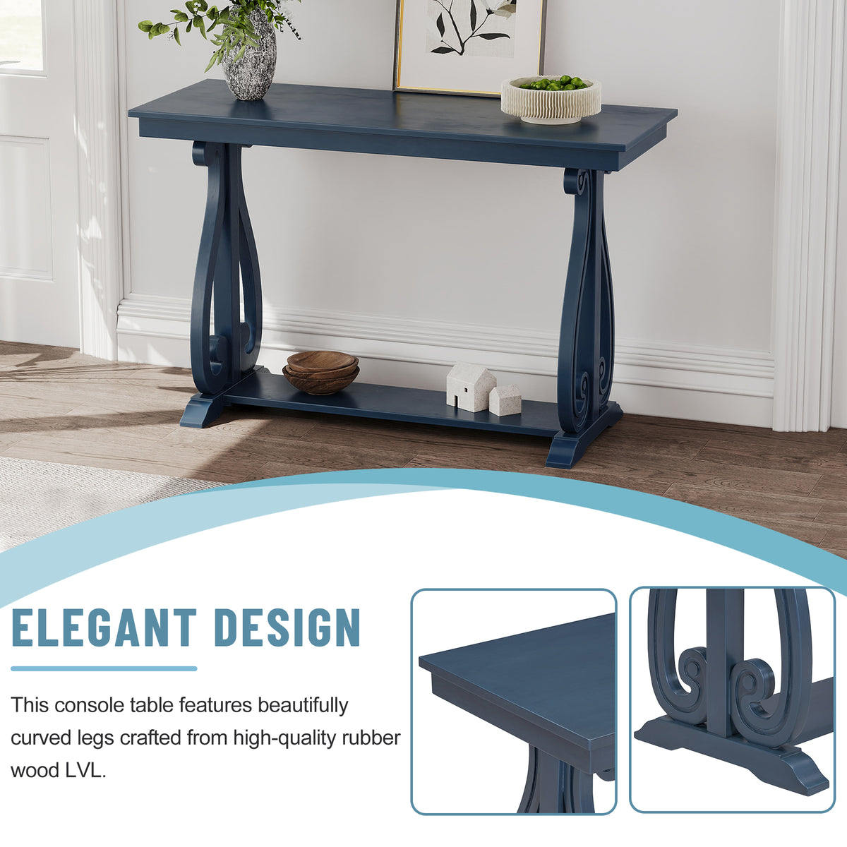 Rustic Console Table 48-Inch Navy Finish