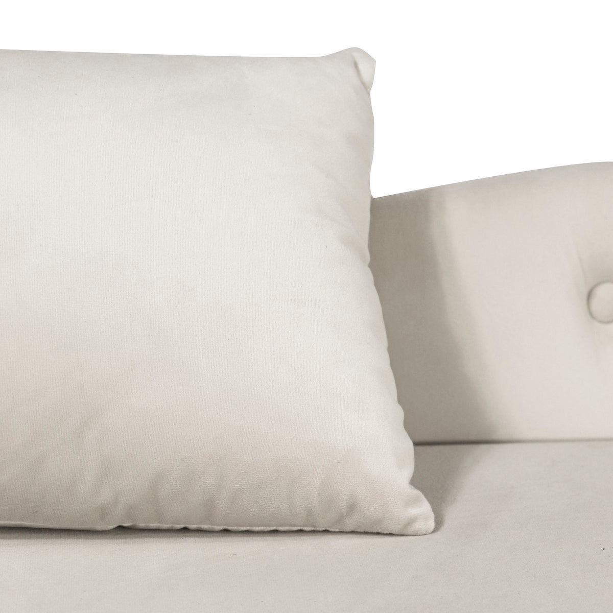 Beige Chaise Lounge with Storage and Pillow