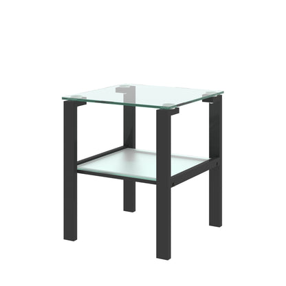 Two-Layer Glass Tea Table – Black Finish