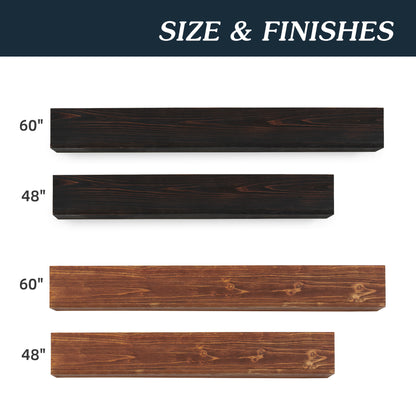 60-Inch Rustic Wood Floating Fireplace Mantel Decor