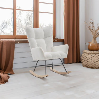 Teddy Fabric Rocking Nursery Chair – White