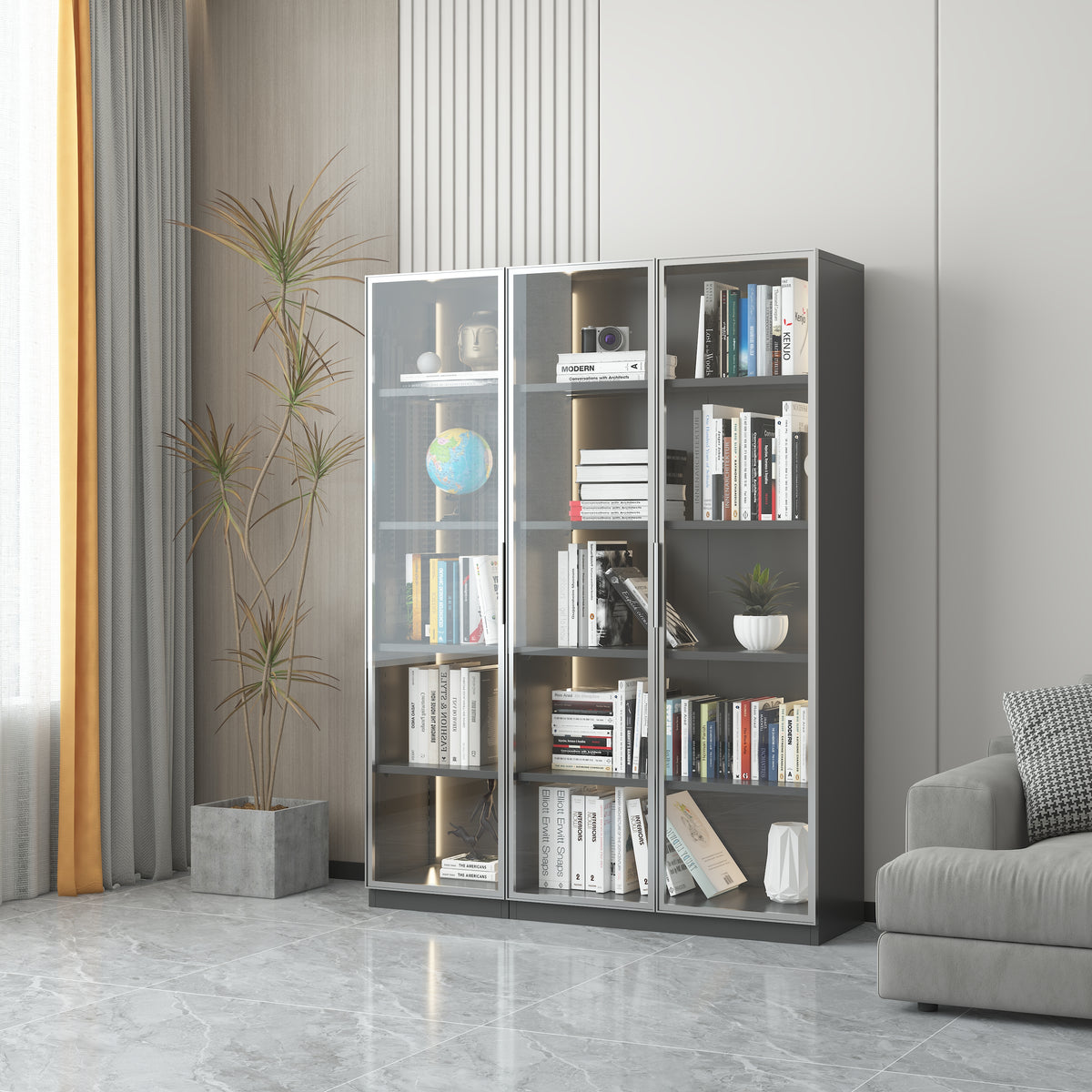 Modern Display Storage Cabinet with Shelves