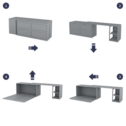 Queen Murphy Bed with Rotating Base Gray