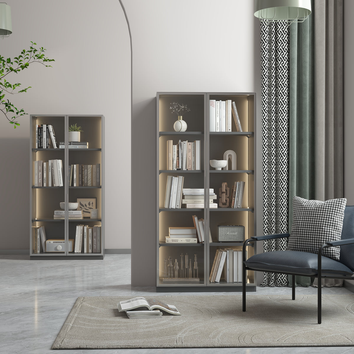 Modern Display Storage Cabinet with Shelves