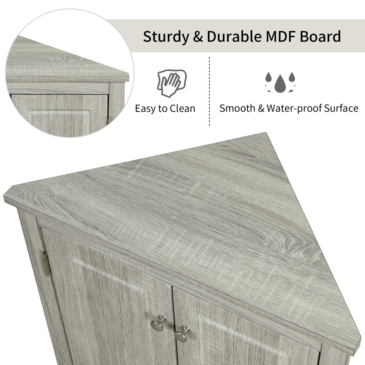 Oak Corner Bathroom Cabinet with Shelves