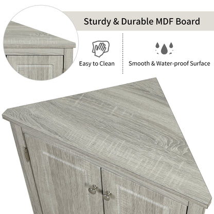 Oak Corner Bathroom Cabinet with Shelves