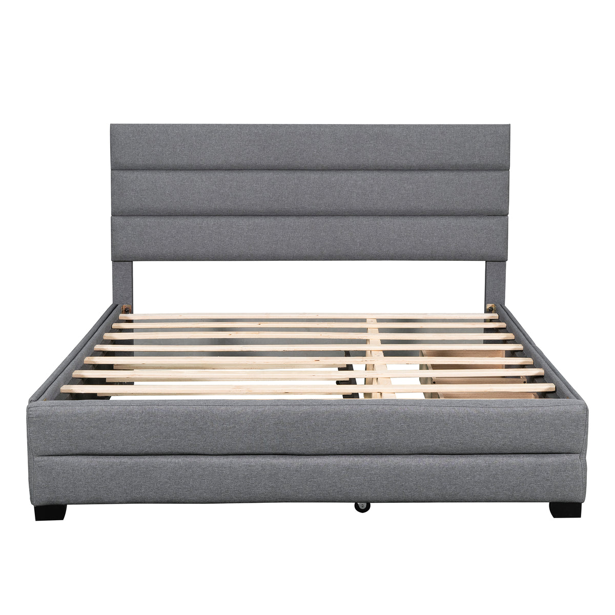 Queen Upholstered Bed with Trundle Gray