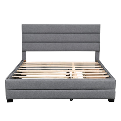Queen Upholstered Bed with Trundle Gray