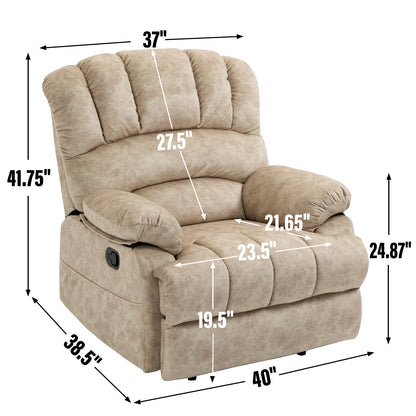 Manual Recliner Chair Fabric Beige