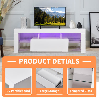 TV Stand with Storage and Drawers Gray