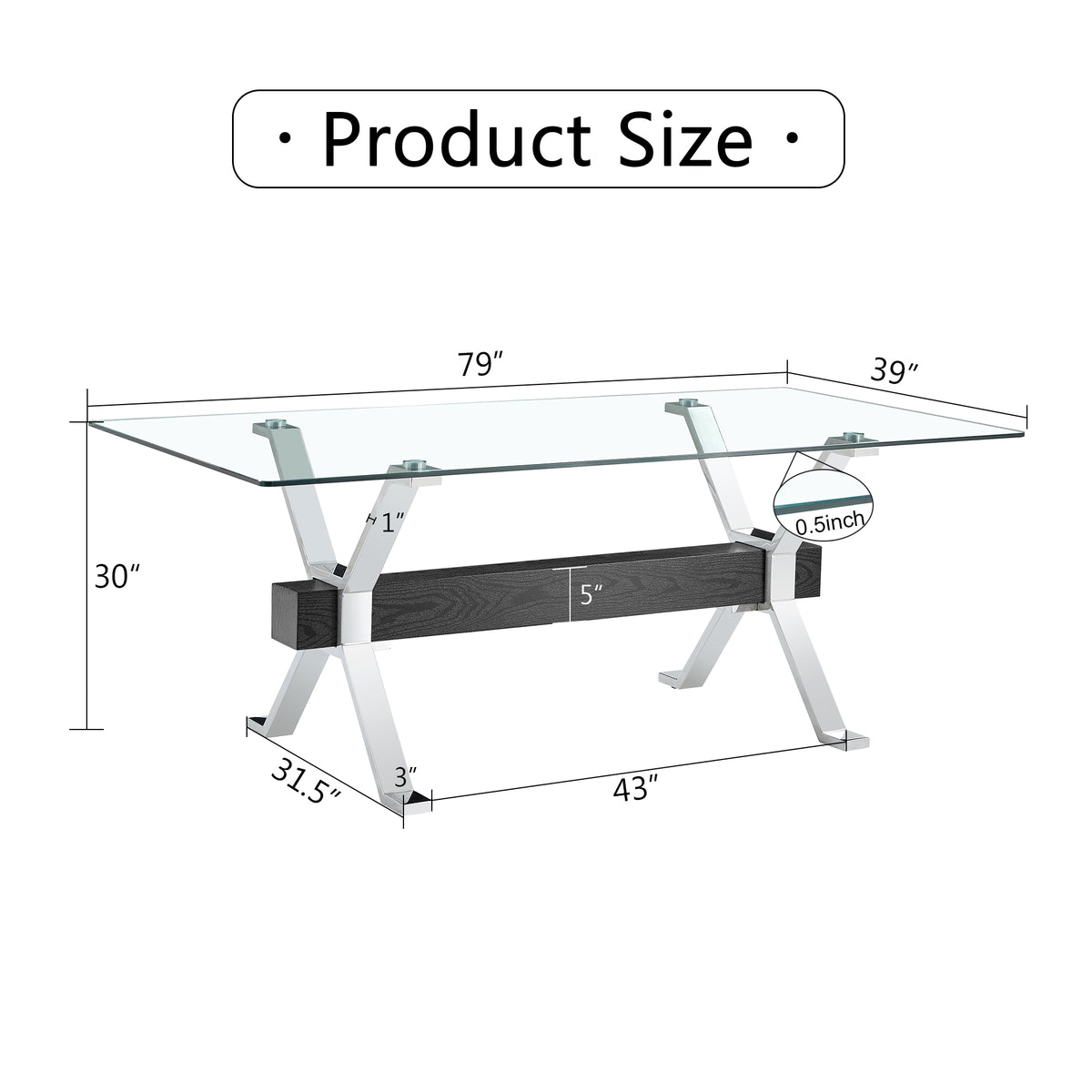 Glass Dining Table – Silver Metal Legs