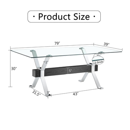 Glass Dining Table – Silver Metal Legs