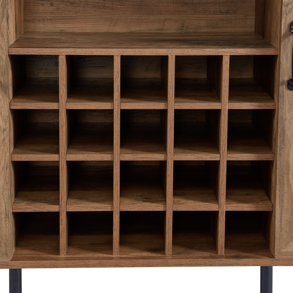Oak Faux Rattan Wine Cabinet with Removable Shelves
