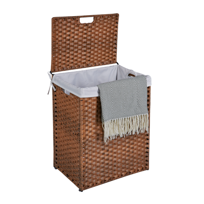 Brown Laundry Hamper with Lid and 2 Removable Bags