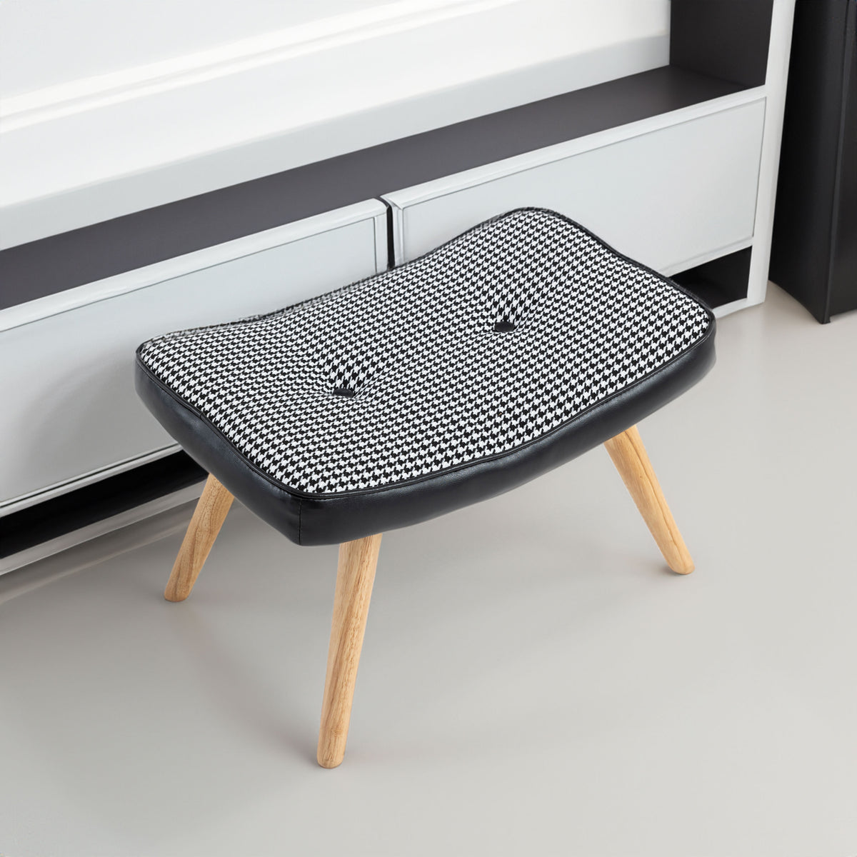 Wooden Step Ottoman with Cushion Black