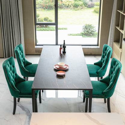 Nikki Tufted Linen Dining Chair Set (2 pcs) – Green