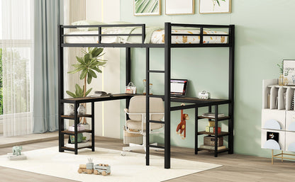 Metal Loft Bed Black