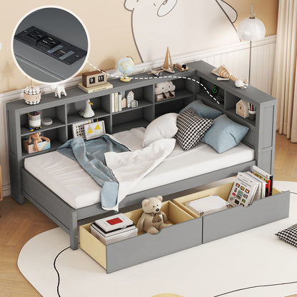 Wooden Twin Daybed Gray