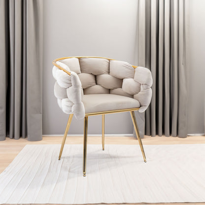 Leisure Velvet Lounge Chair – Beige