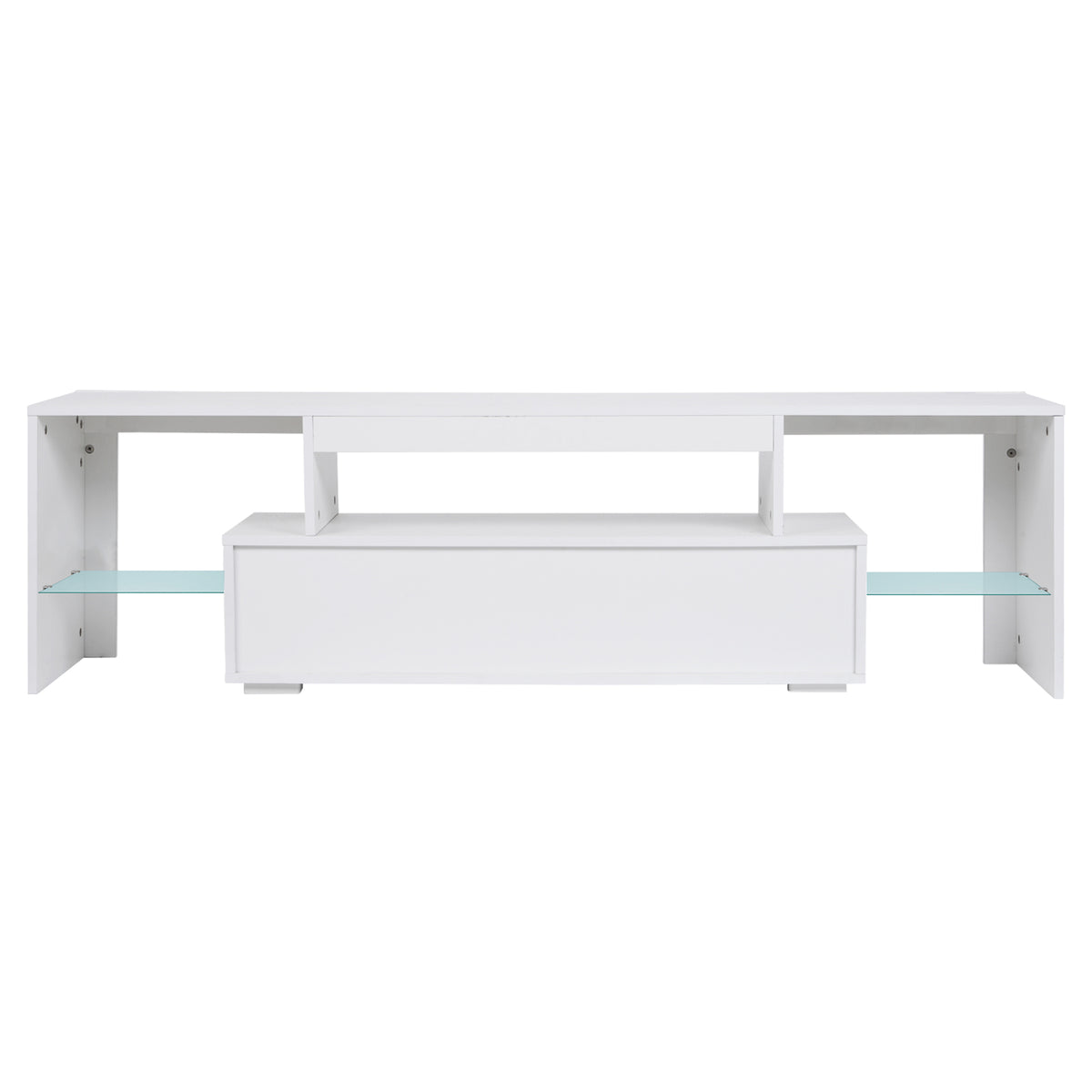 Modern LED TV Stand with Drawers – Gloss White