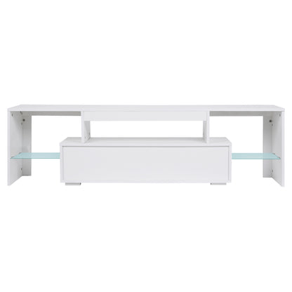 Modern LED TV Stand with Drawers – Gloss White