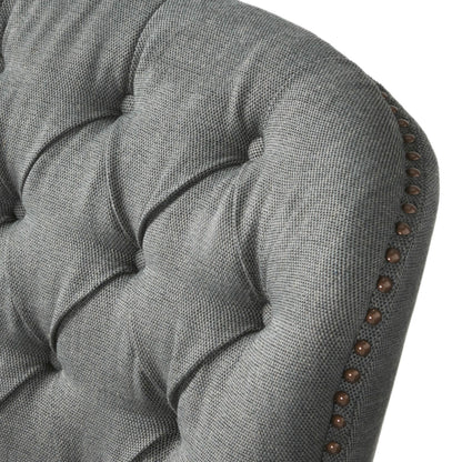 Modern Grey Fabric Club Chair with Ottoman – Upholstered Lounge Set