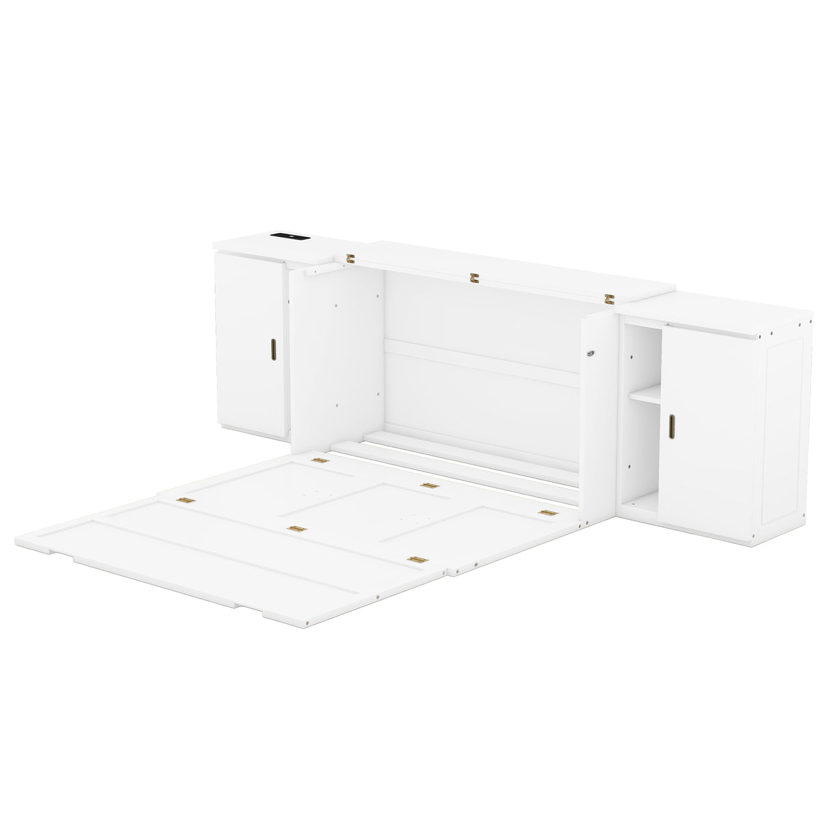 Queen Murphy Bed with USB Ports – White