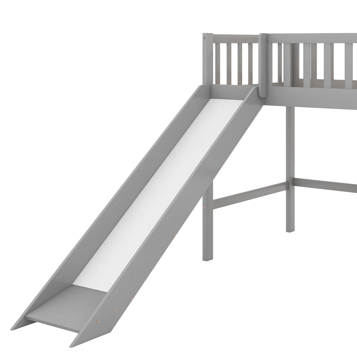 Twin Loft Bed with Ladder and Slide Gray