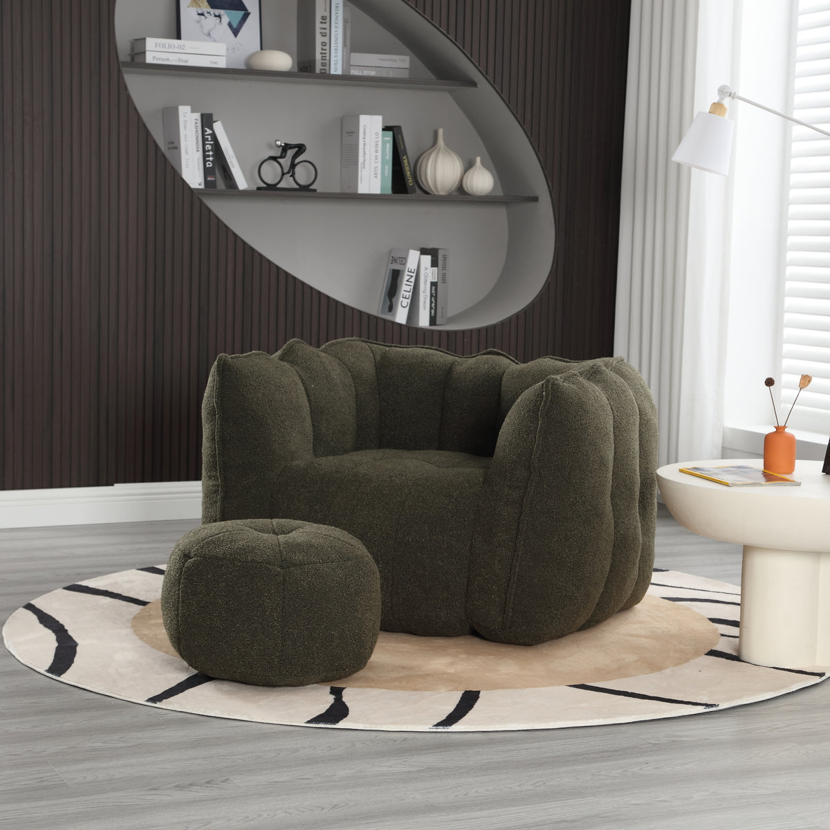 Soft Bean Bag Chair – Gray High-Resilience Foam