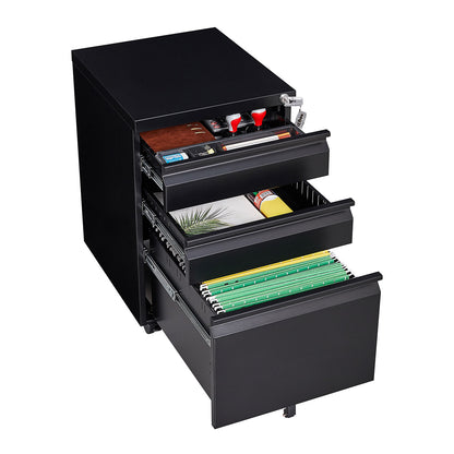 3-Drawer Metal Filing Cabinet with Lock