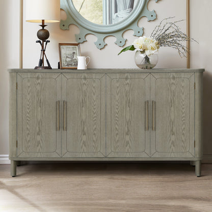 Four-Door Storage Cabinet with Curved Countertop