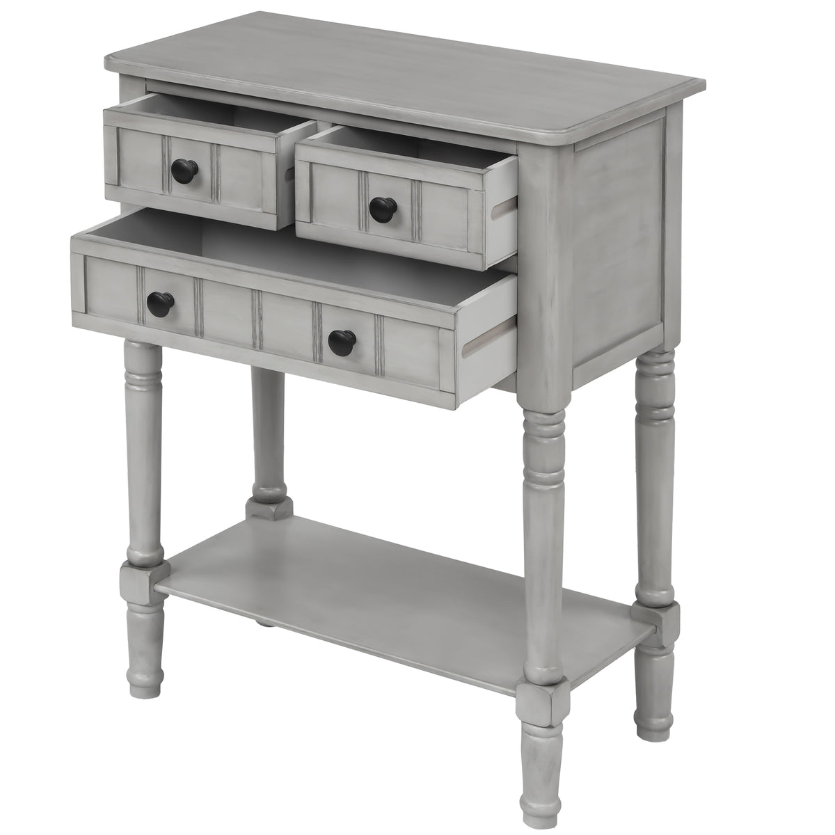 Narrow Console Desk – Grey Washed Finish
