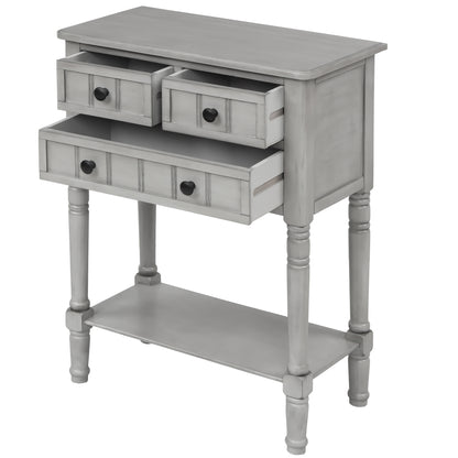 Narrow Console Desk – Grey Washed Finish