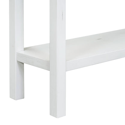 Rustic Entryway Console Table with Drawers Antique White