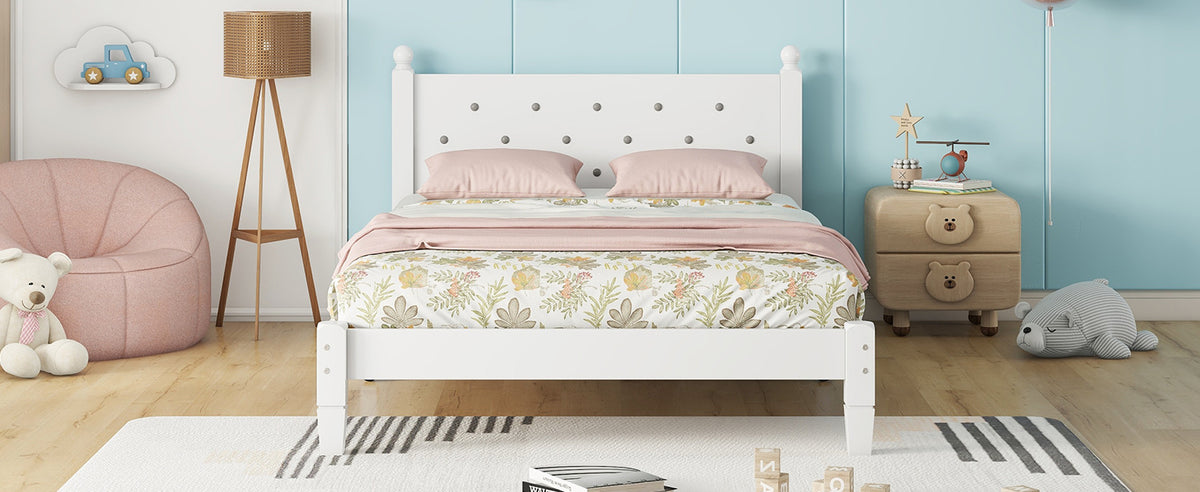 Twin Upholstered Bed with Button Headboard