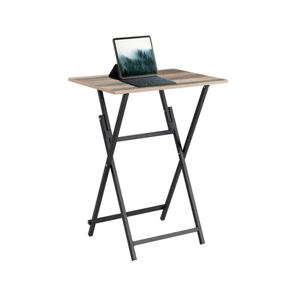 Rustic Folding Tray Table Brown Wood Finish