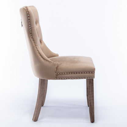 Tufted Dining Chair Set of 2 Khaki