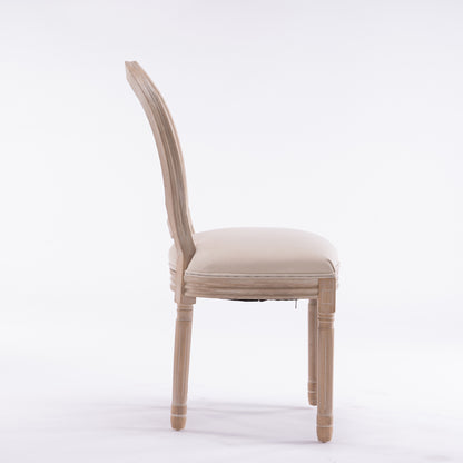 French Style Rattan Back Dining Chair Set (2 pcs) – Cream