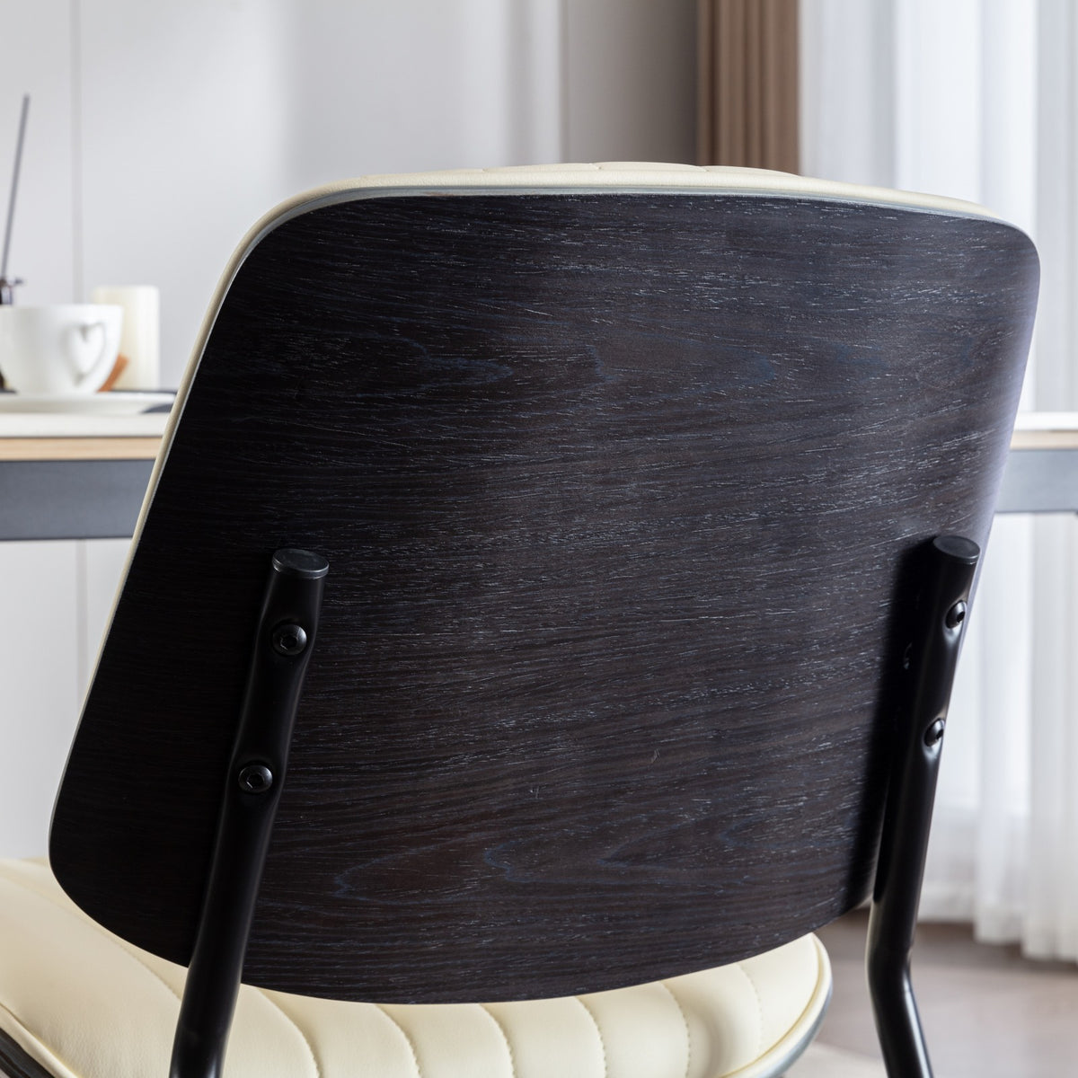 Retro Linen Dining Chairs Set of 2 Beige