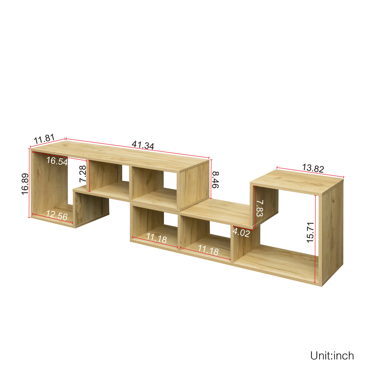 L-Shaped Oak Display Shelf – Modern Storage Unit